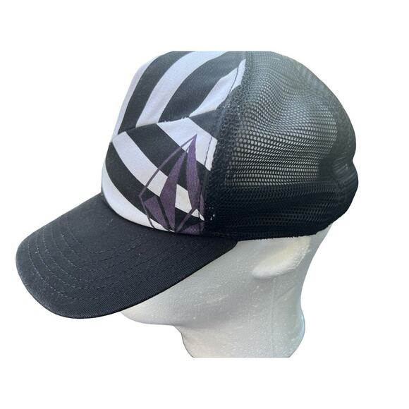 Vintage Volcom Mesh Cap Hat Black Strip Front Purple Logo - Picture 2 of 10